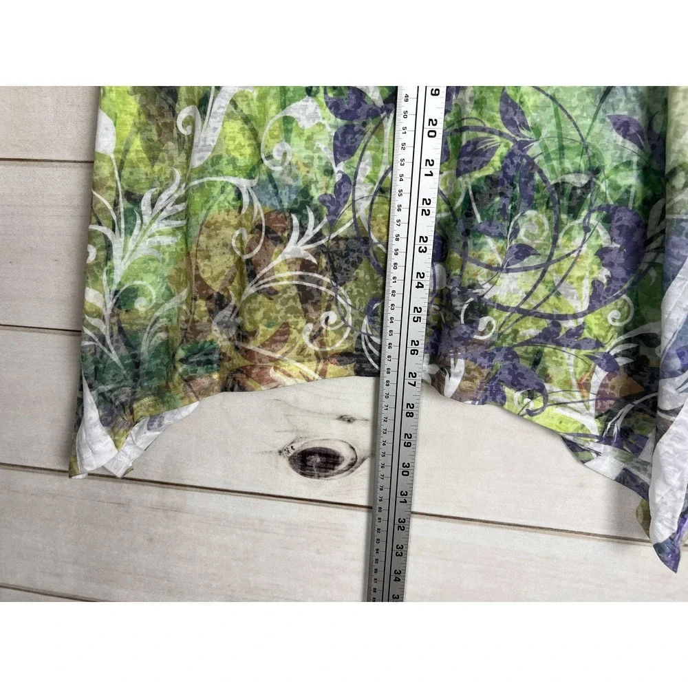 Jess & Jane Shirt Womens Medium Green Butterfly Forest Rhinestone Fairycore Top - Picture 7 of 8